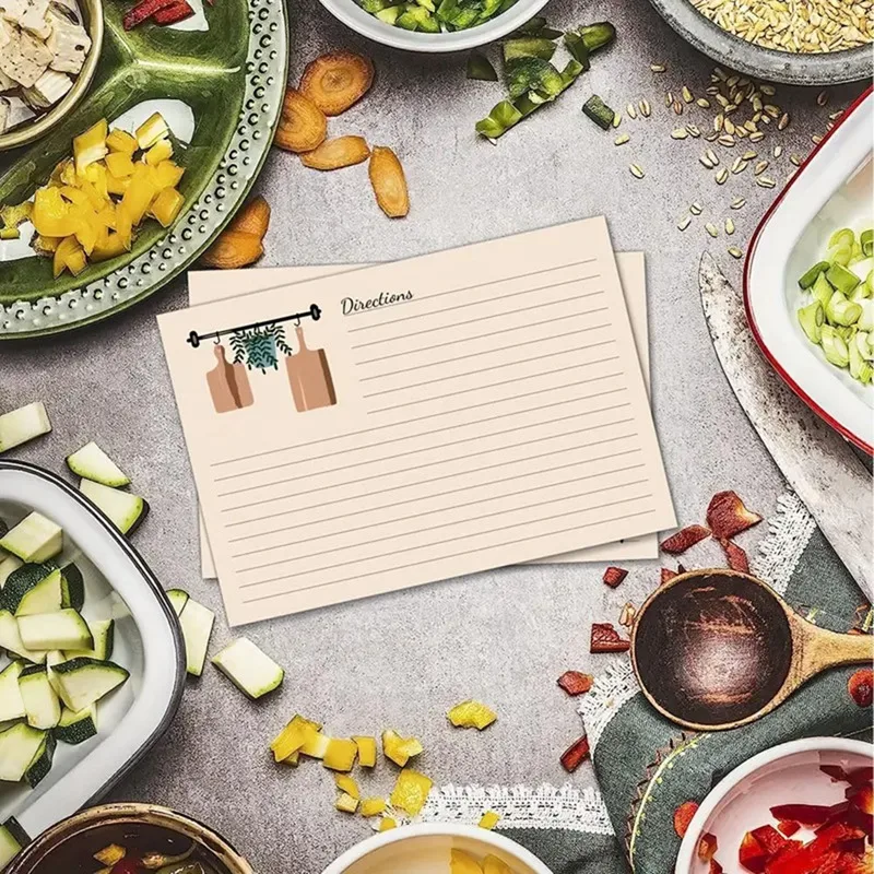 Double Sided Recipe Cards Set, Cardstock grosso, Kit em branco, presente para a mãe, irmã, filha, amigo, 4x6 polegadas, 100