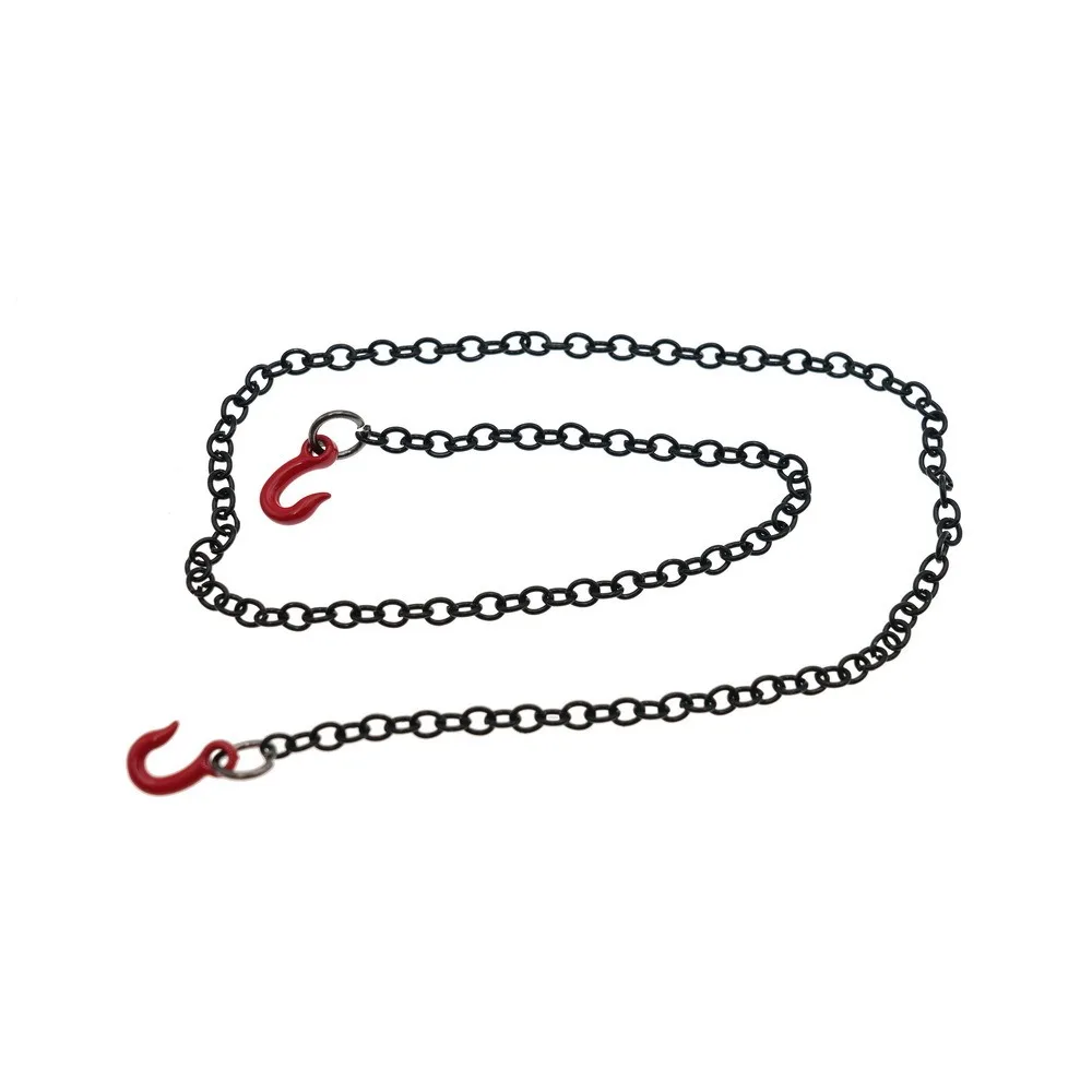 Mini Metal Trailer Chain with Tow Hook Decoration Accessories for 1/18 1/24 1/30 RC Car TRX4M SCX24 AX24 SCX30 FCX24 FCX24M
