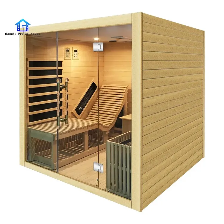 Barrel Shape Wooden Outdoor Sauna, Far Infrared Spa Steam Room, Home Resort Garden Use, 2-4 Person Capacity