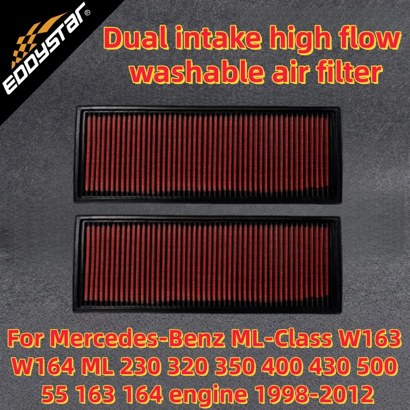 Для Mercedes-Benz ML-Class W163 W164 ML 230 320 350 400 430 500 55 163 164 двигатель 1998-2012 Высокопроизводительный спортивный моющийся воздушный фильтр Для Mercedes-Benz ML-Class W163 W164 ML 230 320 350 400 430 500 55 163 164 двигатель 1998-2012 Высокопроизводительный спортивный моющийся воздушный фильтр