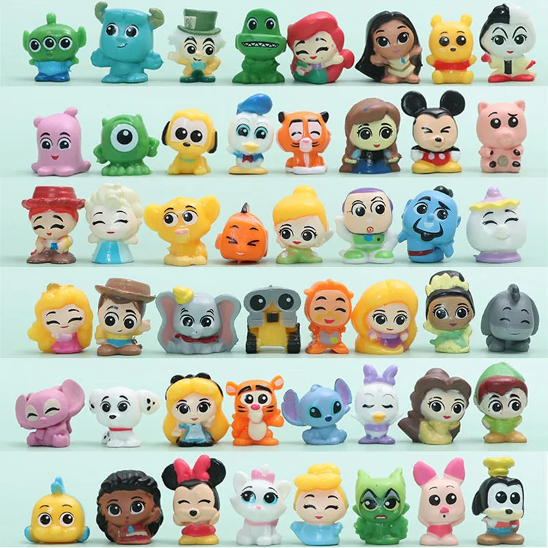 Disney familia Toy Story Frozen princesa Mickey Woody 48 unids/set 3cm figuras de acción Mini muñecas juguetes para niños modelo para regalo