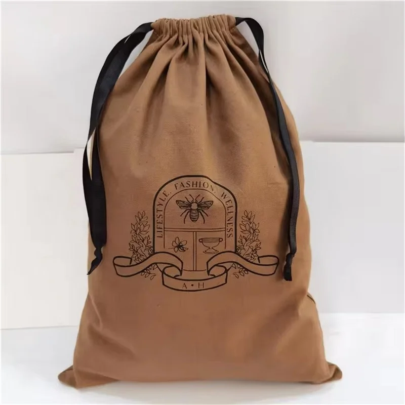 Eco-Friendly cotton Pouch Custom Logo Printed Cotton Canvas Dust Bag Canvas Drawstring Bag Handbag Cover Dust Bag