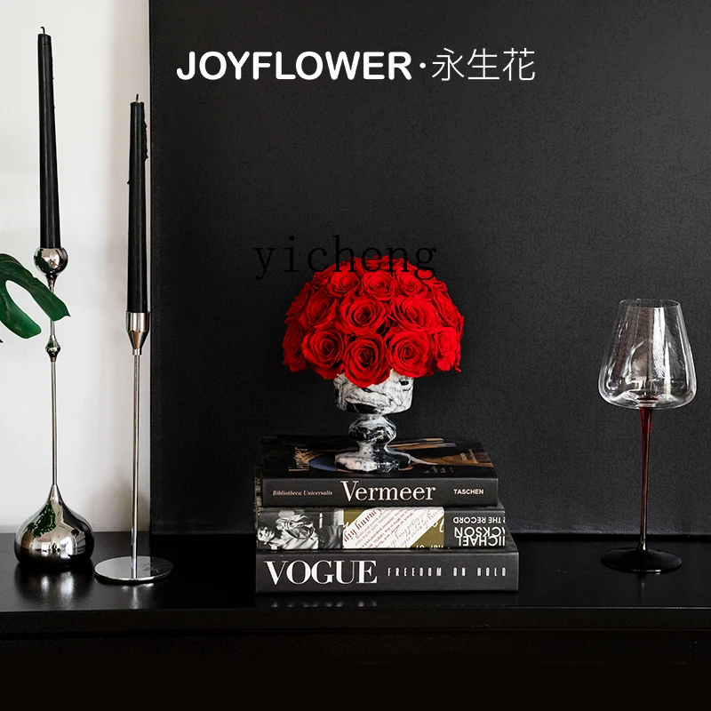 YFY  rose marble vase, high-end light luxury gift decorative ornaments home accessories fairy garden