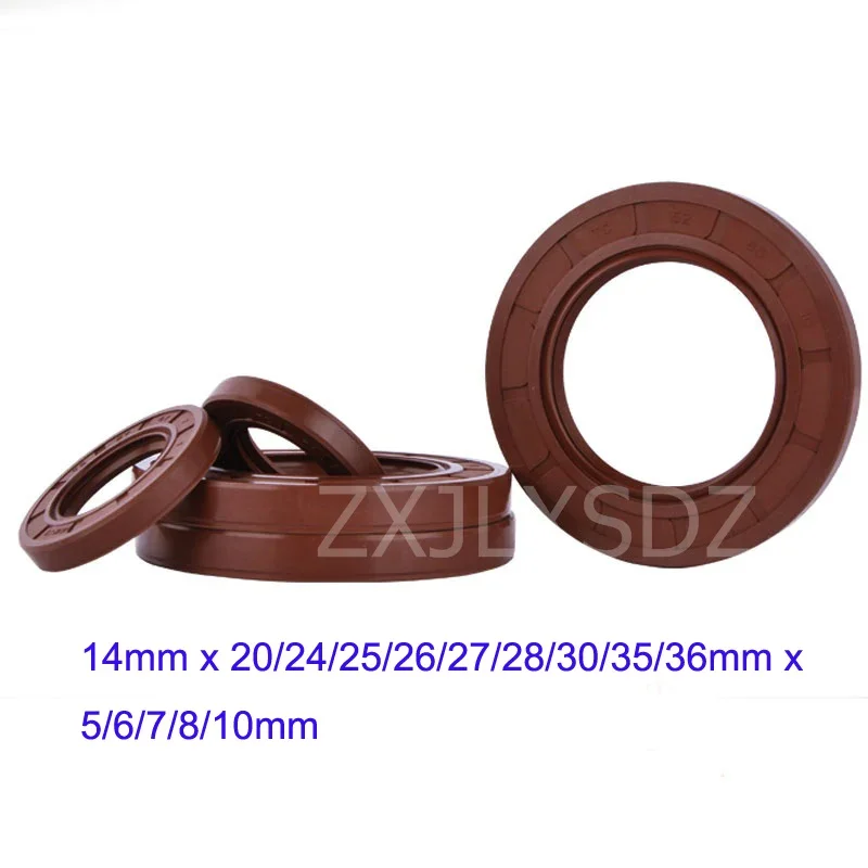 FKM Rubber TC Skeleton Double Lip Oil Seal Gasket 14mm x 20/24/25/26/27/28/30/35/36mm x 5/6/7/8/10mm