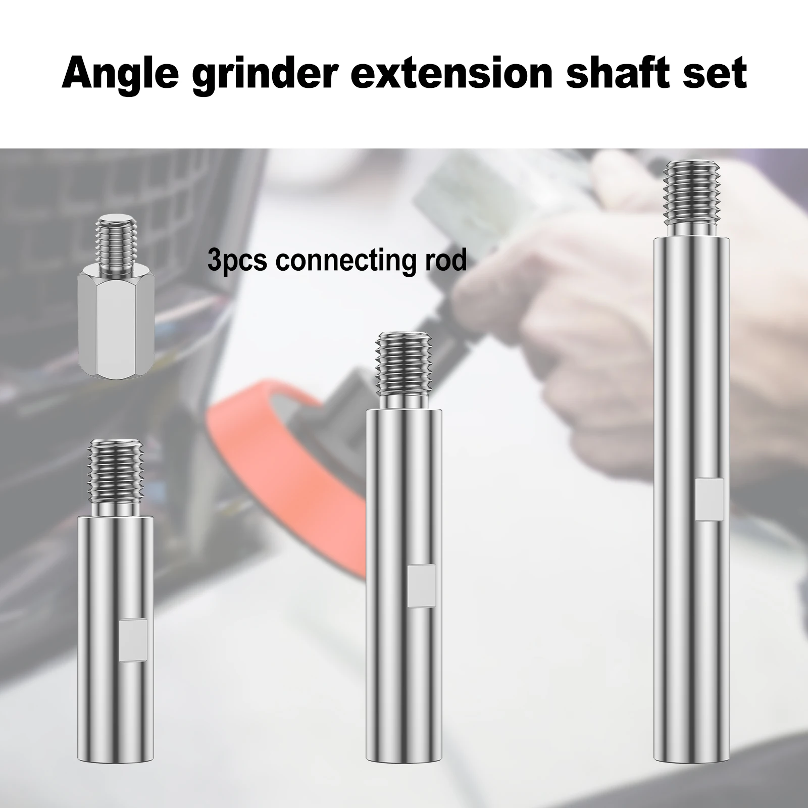 M14 Angle Grinder Extension Rod Set Connection Rod 5/8inch-11 Thread With Adapter and Polishing Pad Polisher Accessories