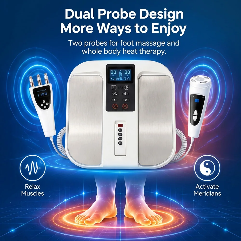 THZ Tera P90 Plus Terahertz Foot Massager with Dual Probes Heating Vibration Microcurrent EMS Pulse Home Wellness Device