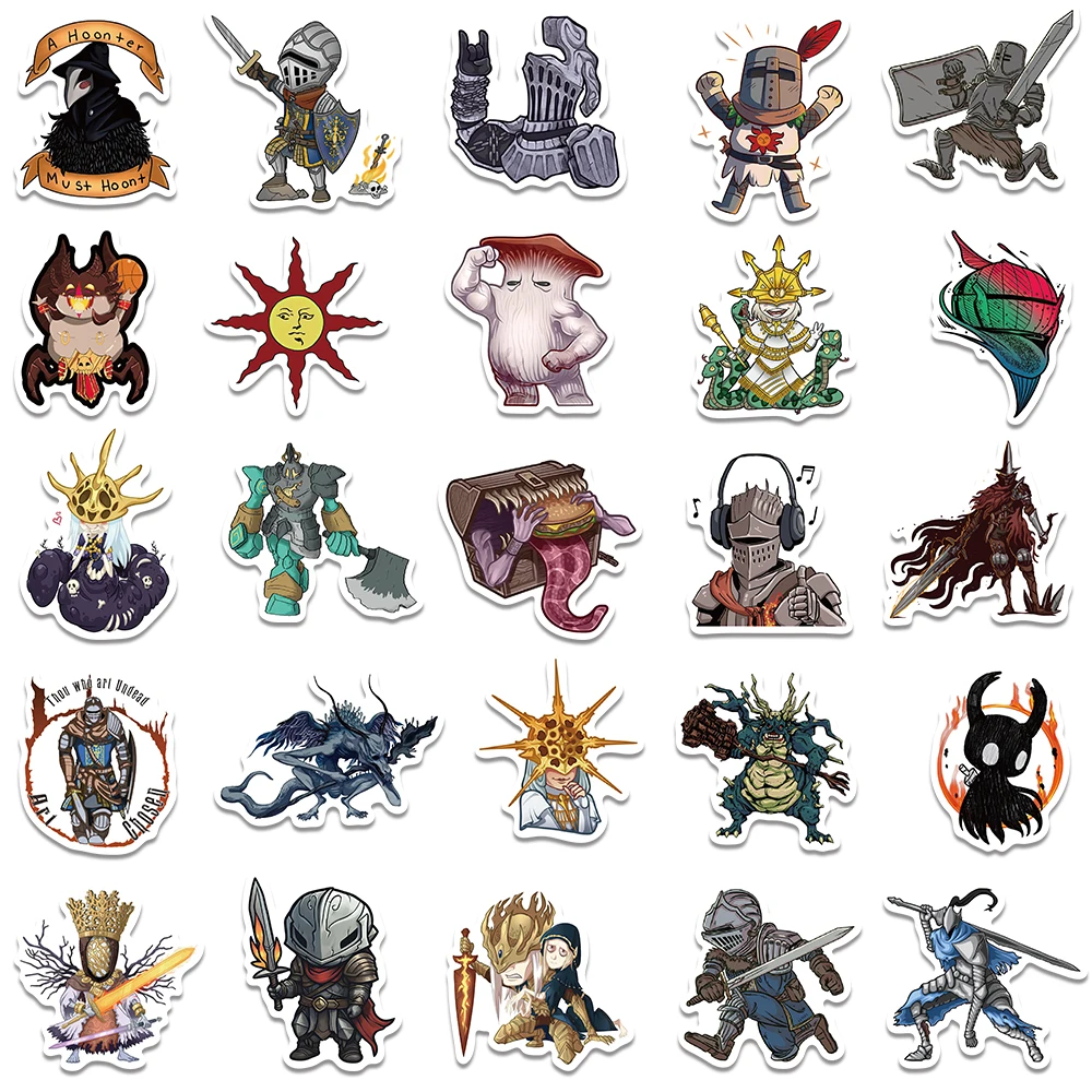 50PCS Funny Game Dark Souls Horror Stickers Warrior Anime Decals Waterproof DIY Skateboard Laptop Motorcycle Cool Sticker Toys