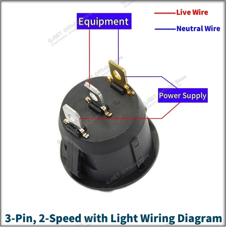 5 Stück KCD1 EIN-AUS-EIN 2/3/4-Pin 2/3-Positionen Einrastbarer 6A 220V Grüner Roter LED Runder Wippschalter für Haushalt DIY Ersatz – Detail 6