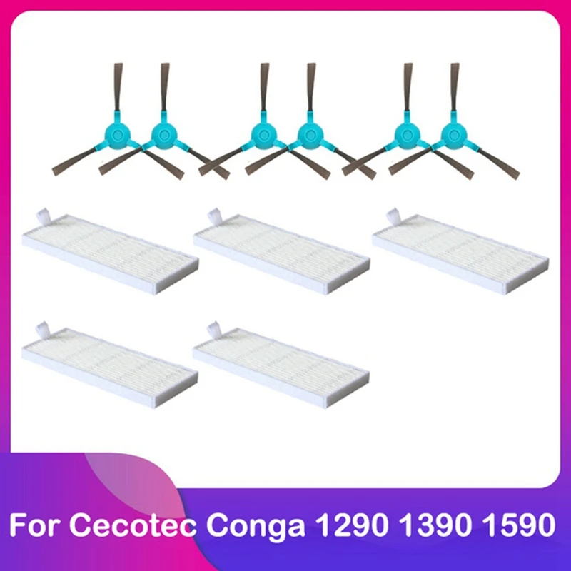 Pièces de rechange pour aspirateur robot Conga, brosse principale, rouleau, filtre Hepa, vadrouille, gril, chiffon de rechange pour nettoyeur, 1290, 1390, 1590