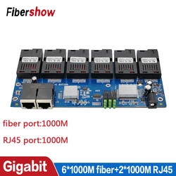 Gigabit Ethernet Switch 6*1000M Fiber optical switch 2*1000M RJ45 UTP 6F2E SC media Converter 6SC 2RJ45