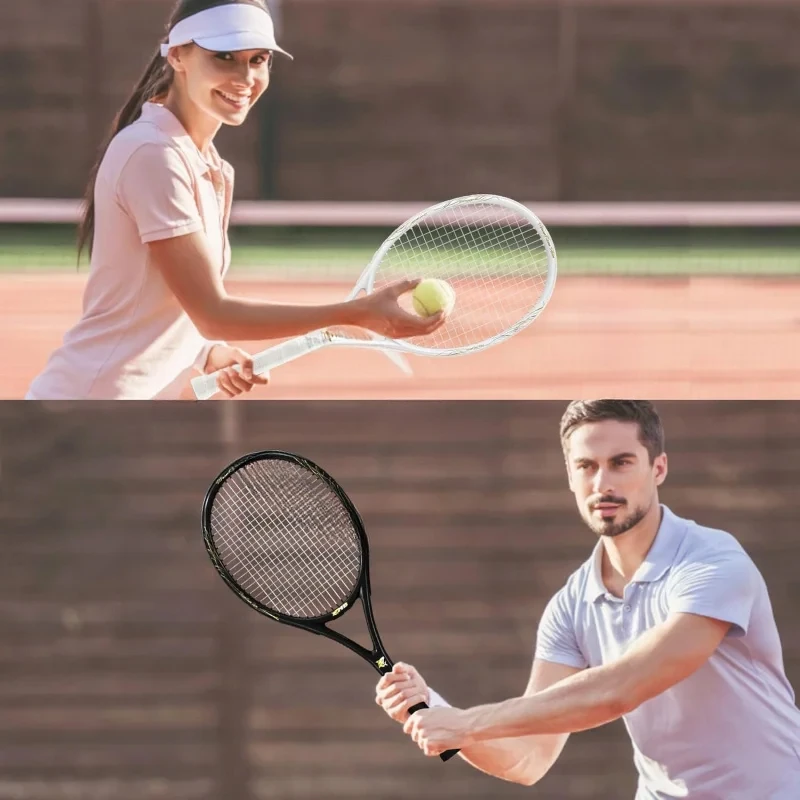 Tenis con mango precordado y cómodo, raqueta de tenis de 27 pulgadas para principiantes, incluye 4 pelotas de tenis, 2 overgrips y 2 bolsas de tenis