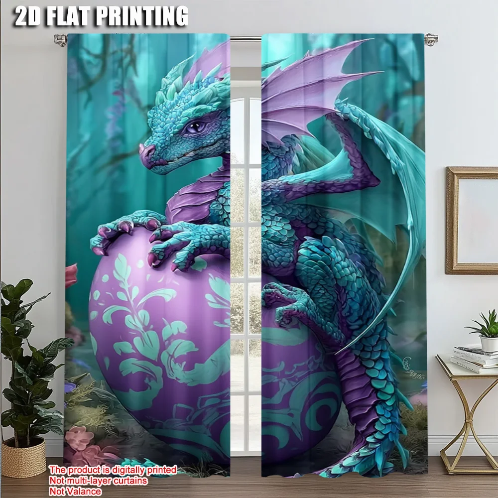 2 шт., шторы с рисунком самолета, 2D, узор дракона, универсальный прочный полиэстер (без стержня), праздничный, идеально подходит для жизни