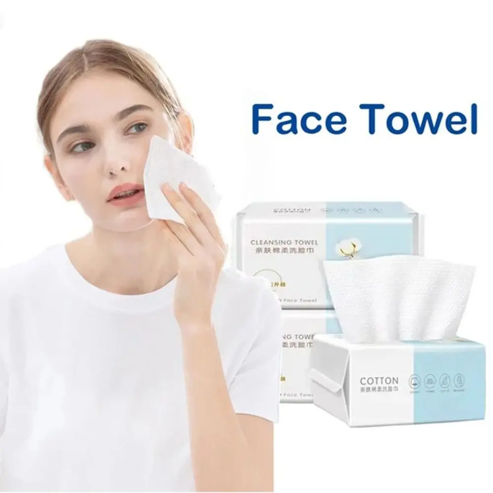 แบบพกพาหนาผ้าขนหนูทิ้ง Skin Care ผ้าไม่ทอผ้าขนหนูทําความสะอาดผิวหน้าผิวแห้ง Cleanser Towelettes