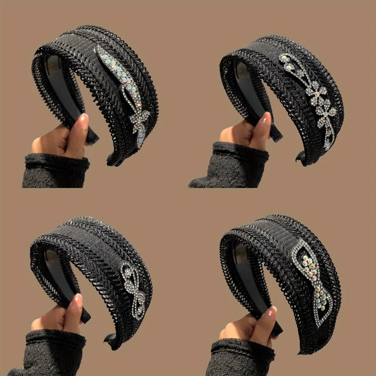 

Wide Lace Hair Hoop Vintage Crystal Design Non-Slip Elegant Headband for Women Summer Wedding Party Luxury Hair Accessories