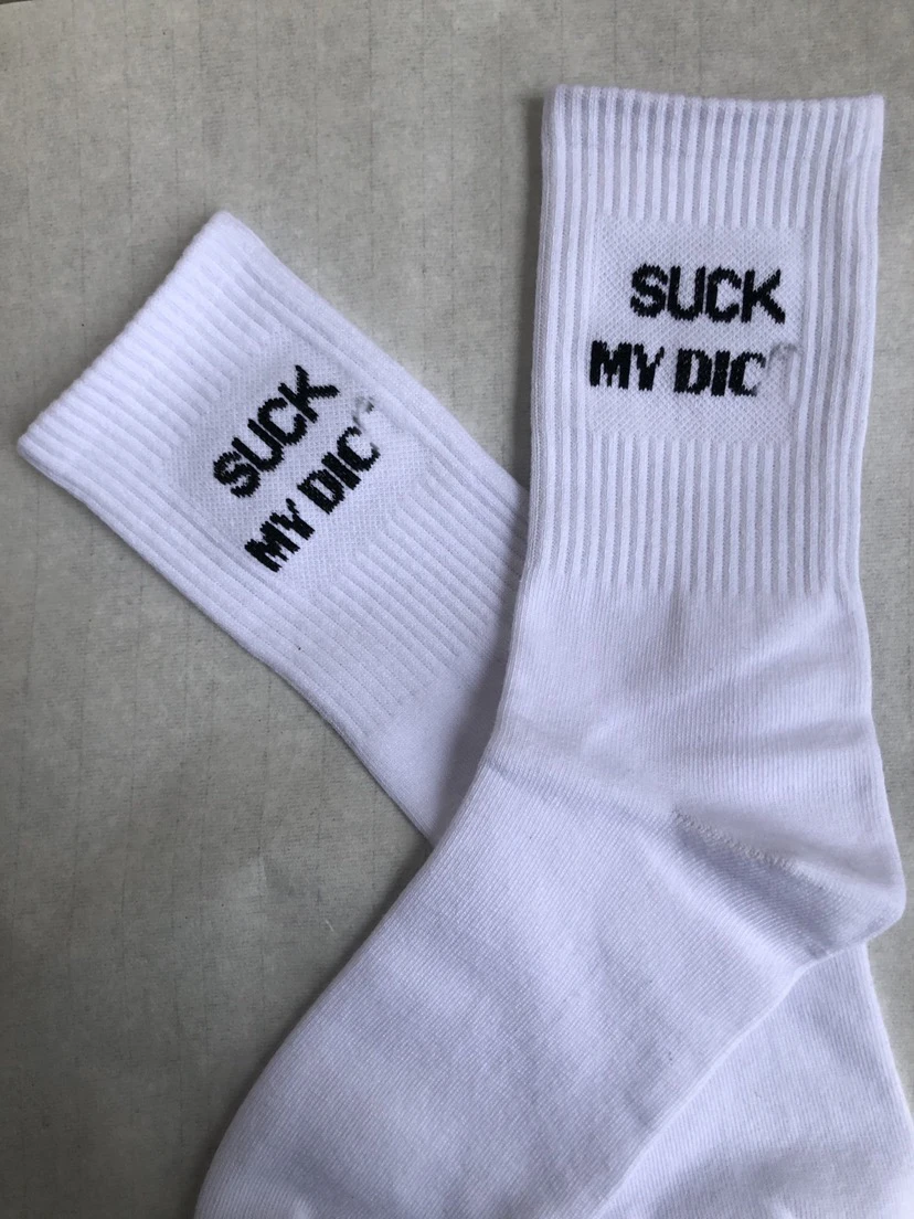 Fashion White Unique Design Letter Socks Sexy Men Socks Comfortable