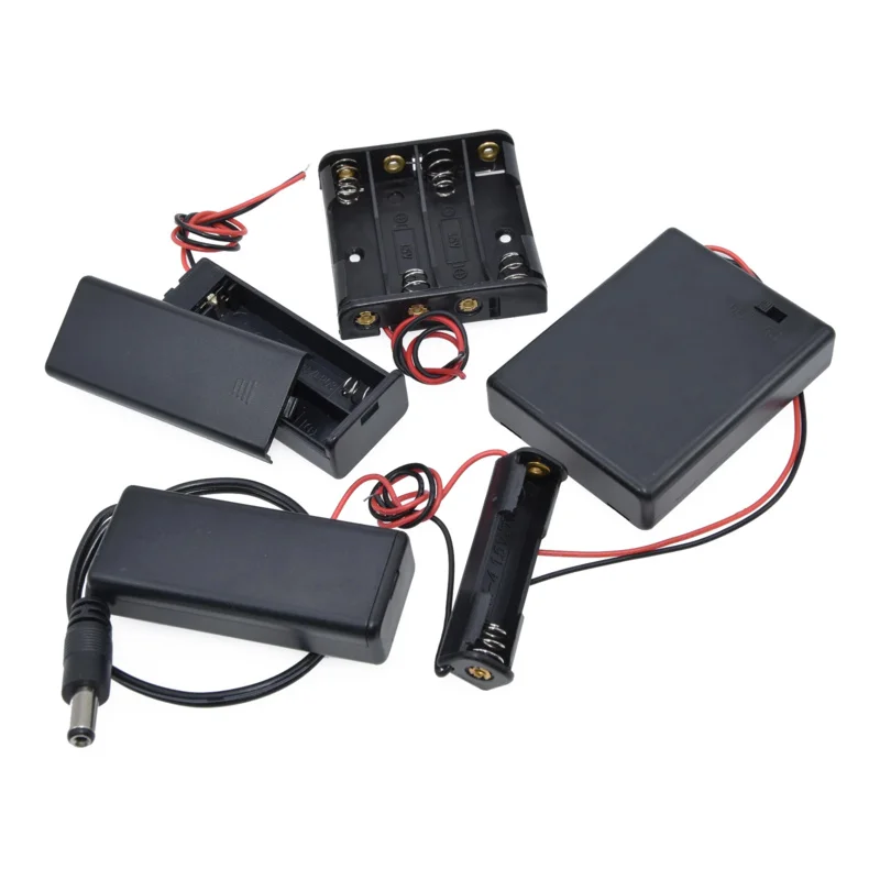 2/3/4/6/8 AAA power battery storage case Holder box multi purposes DIY holder LR6 container with lead cables.