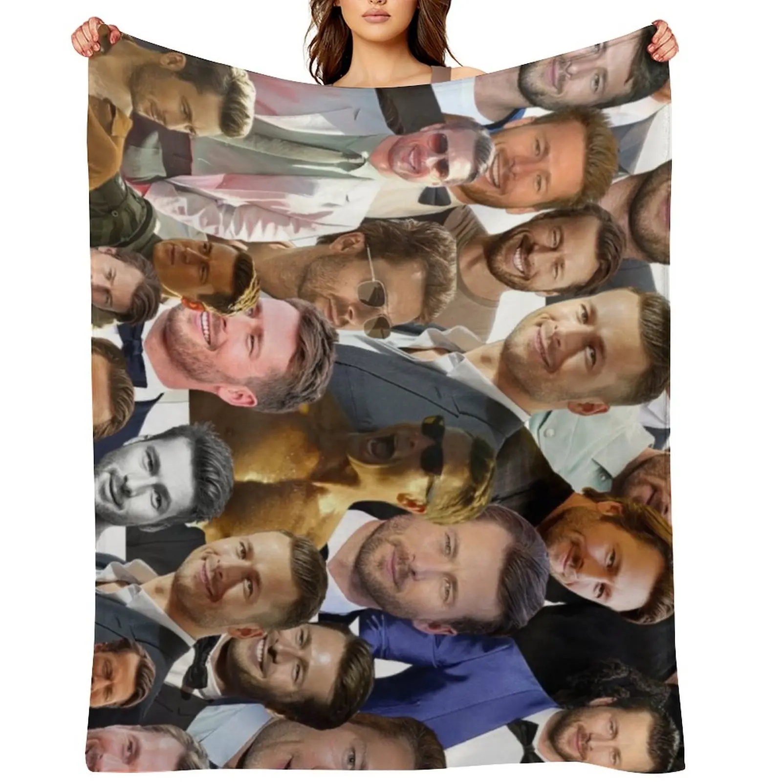 

glen powell photo collage Throw Blanket Decorative Throw Beach Hairys Bed Blankets