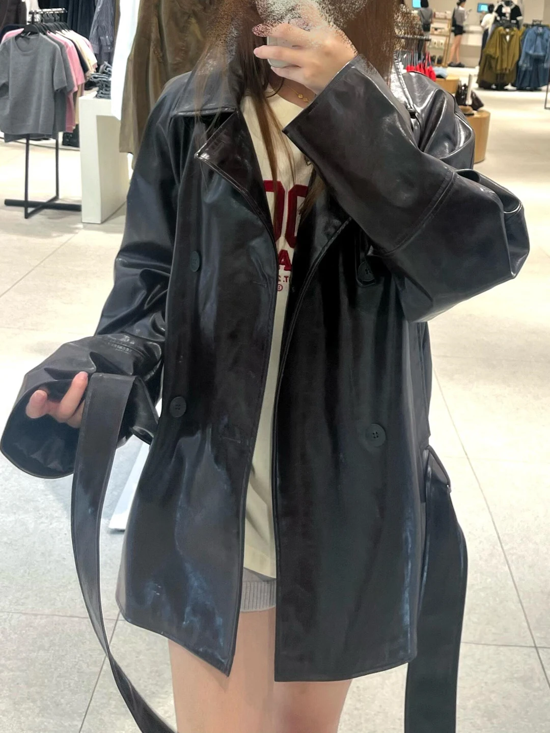 Or PU cuir Jaet femmes motard Sle manteau col rabat taille cintrée Faionable automne vêtements d'extérieur jeunesse trajet tendance