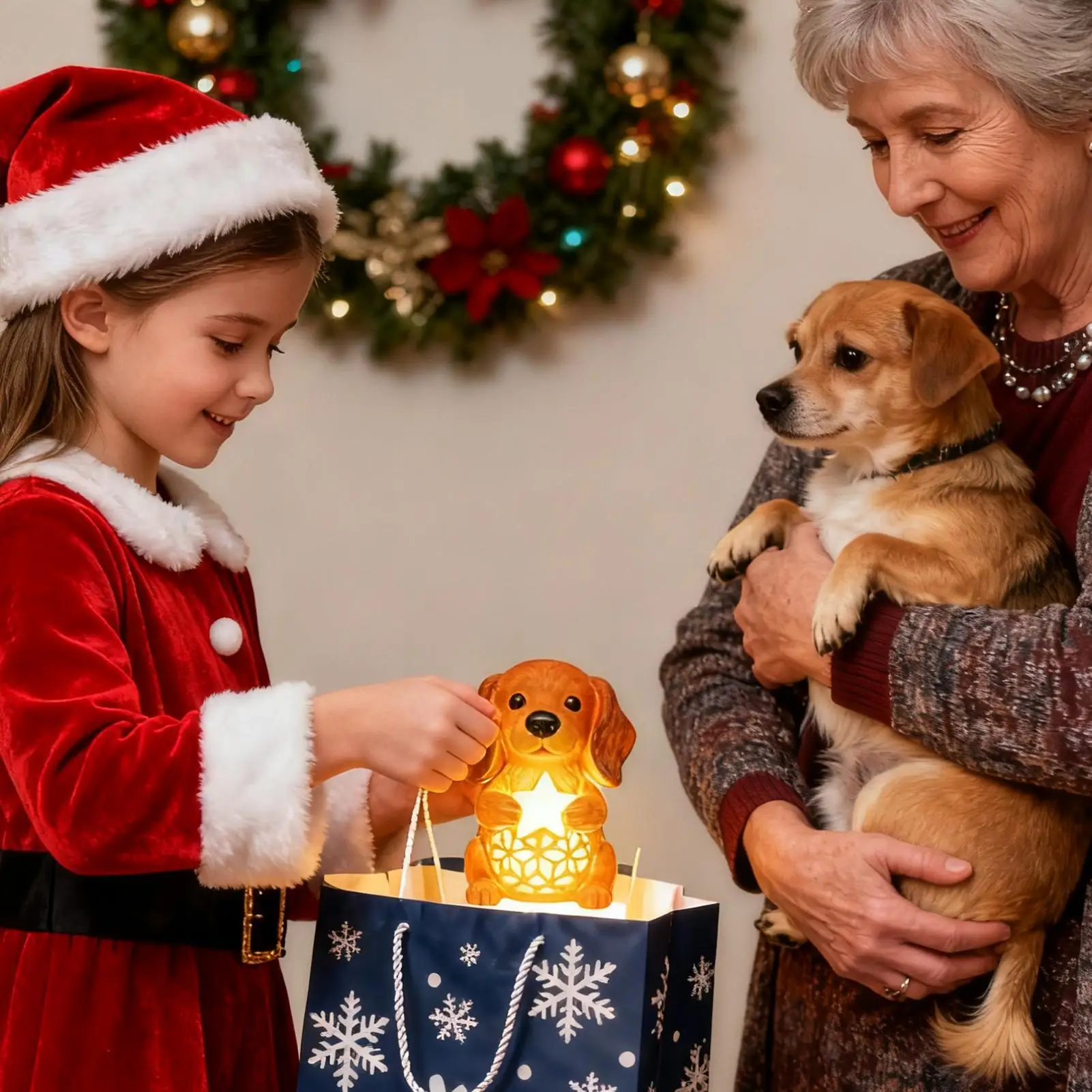 

Рождественский ночник, светодиодный светильник для собак, маленькие фигурки, ночник для собак, Рождественский декор, лампа для гостиной, прикроватная тумбочка, полка для стола