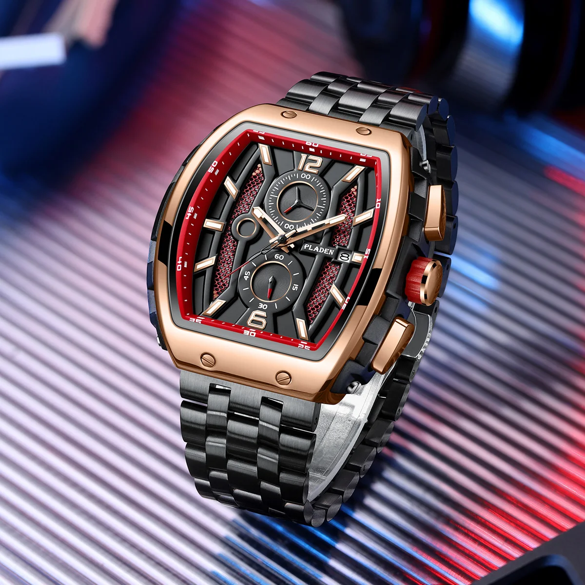 

Мужские часы, роскошные кварцевые наручные часы Tonneau, водонепроницаемые часы с хронографом для мужчин, 2025 г., часы с автоматической датой