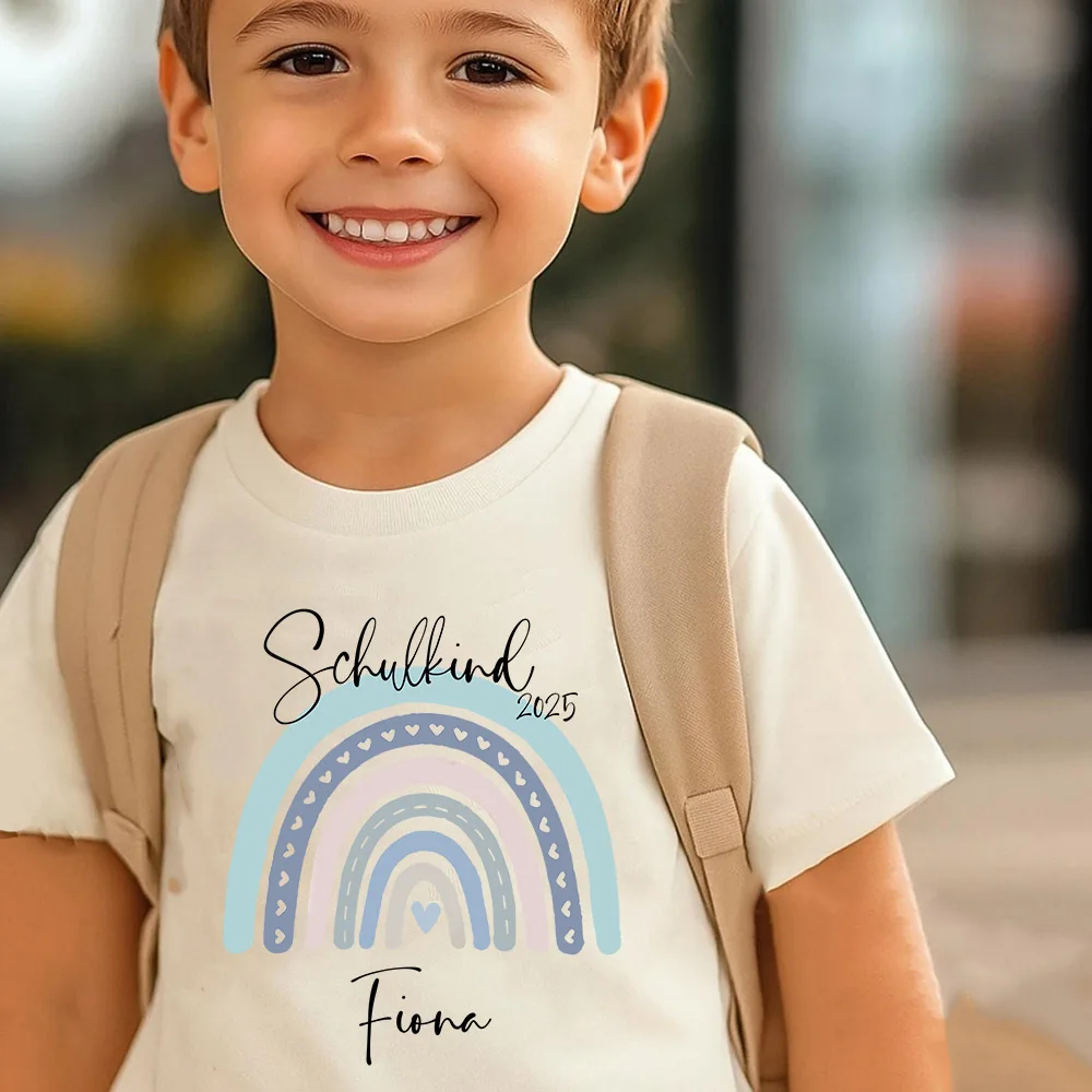 

Schulkind первый день школы, рубашки для мальчиков и девочек, персонализированные школьные футболки для детей 2025 года, подарочная одежда для детей, подарочная одежда