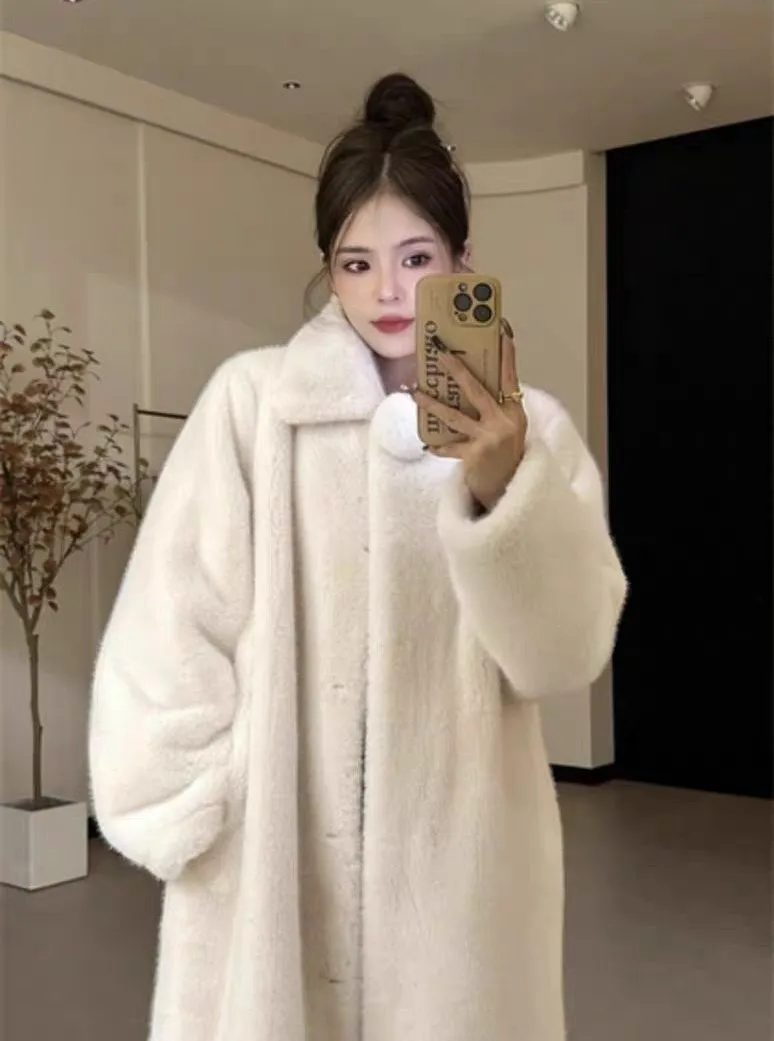 Faux Fur Maxi Coat Coats Womens Peluche Notch-Lapel Evening Senior Premium Overcoats Chunky Crystal Lavender Motorcycle Fancy OL