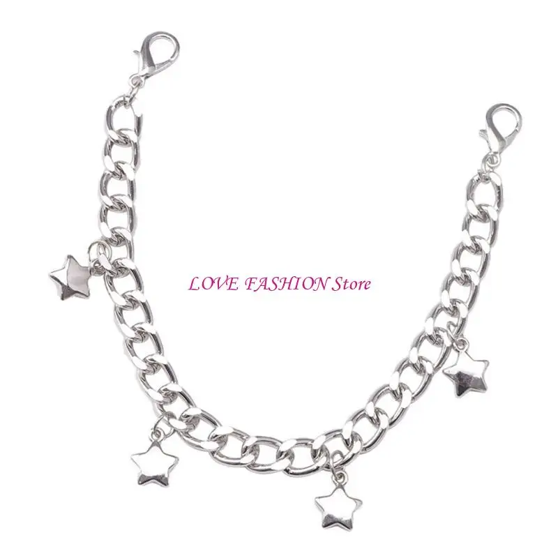 

Панк -ботинка для ботинок Boot Boot Bracelet Chain Chain Punk Charm Star Senden Silver Y166