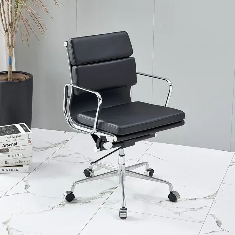 

Office Guest Chair Upholstered Leather Comfortable Reception Chairs with Wheels Adjustable Swivel Rolling Office Chairs