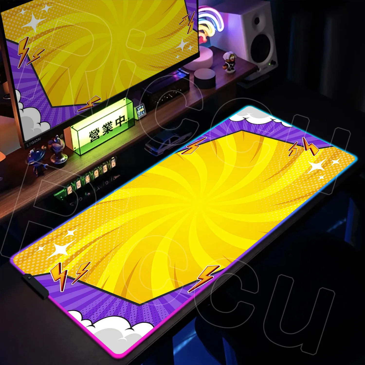 HD RGB 400X900MM visual explosion effect Comics XXL Anime Gamer Mouse Pad Desk Mat Rubber PC Accessories Gaming LED xpansion Mat