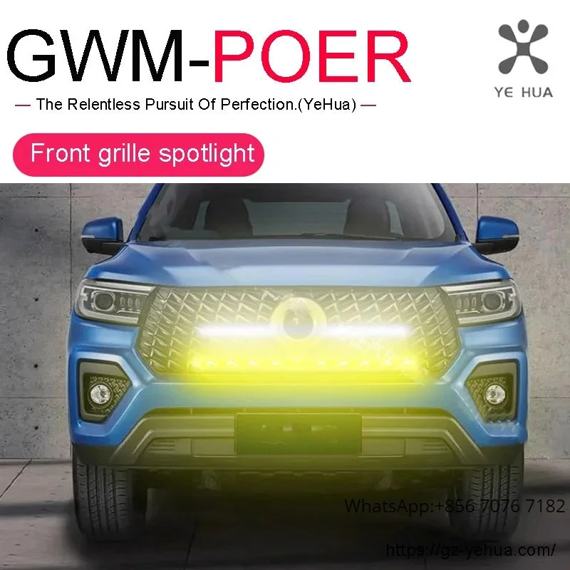 For Great Wall Poer Gwm 2019 2024  Modification Grille Strip Light Front Led Spotlight Automobile Parts Accesorios Para Auto