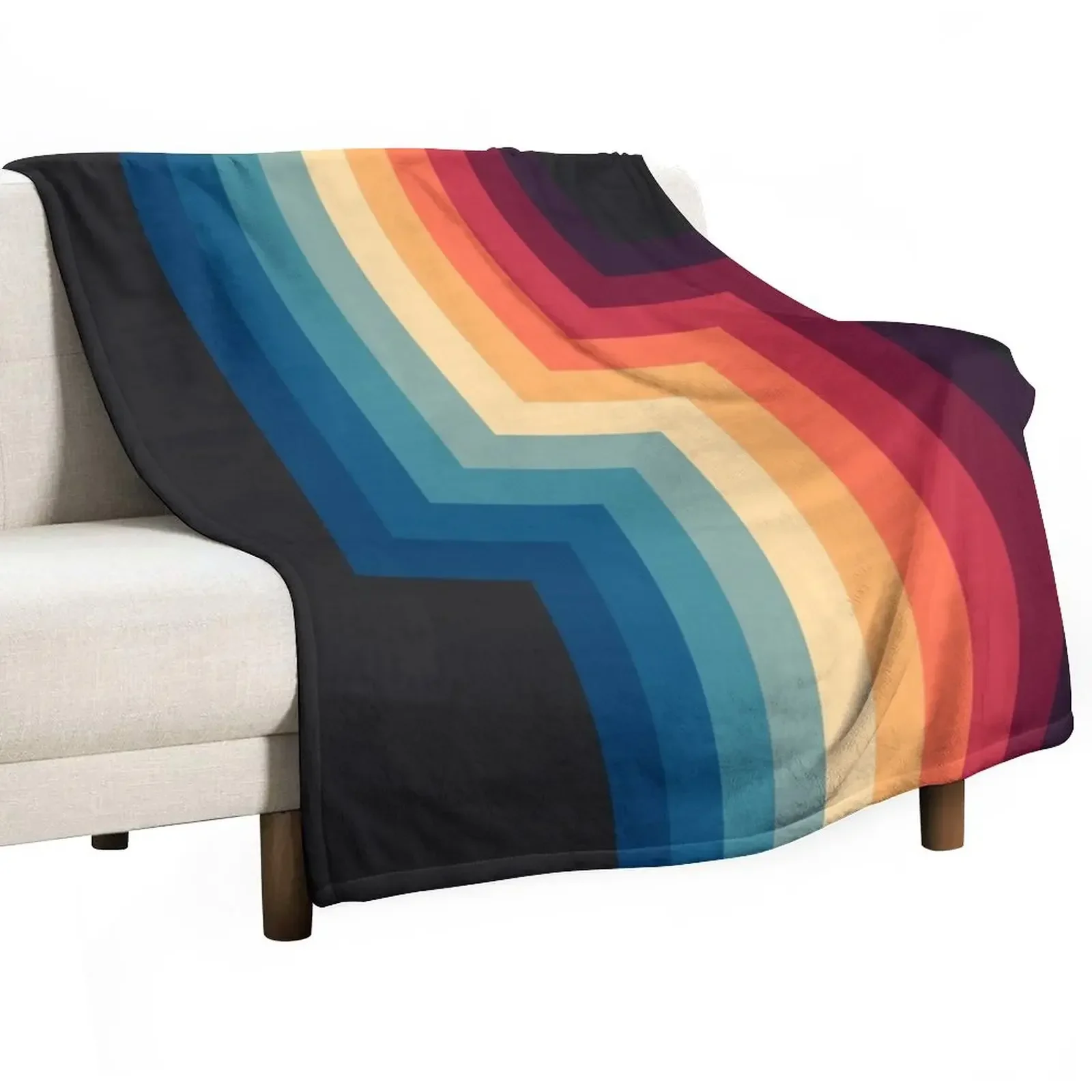 

Retro Abstract Geometric 70s Vintage Color Striped Pattern Throw Blanket Baby Large Blankets