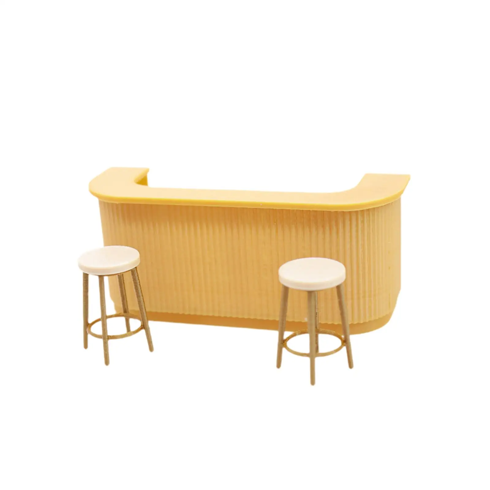 ชุดเคาน์เตอร์บาร์จิ๋วพร้อมเก้าอี้สูงสำหรับบ้านตุ๊กตา 1/12 ชุด DIY สำหรับเล่นบทบาทสมมติ อุปกรณ์เสริมตุ๊กตา เฟอร์นิเจอร์บ้านตุ๊กตาสำหรับเด็กผู้หญิง