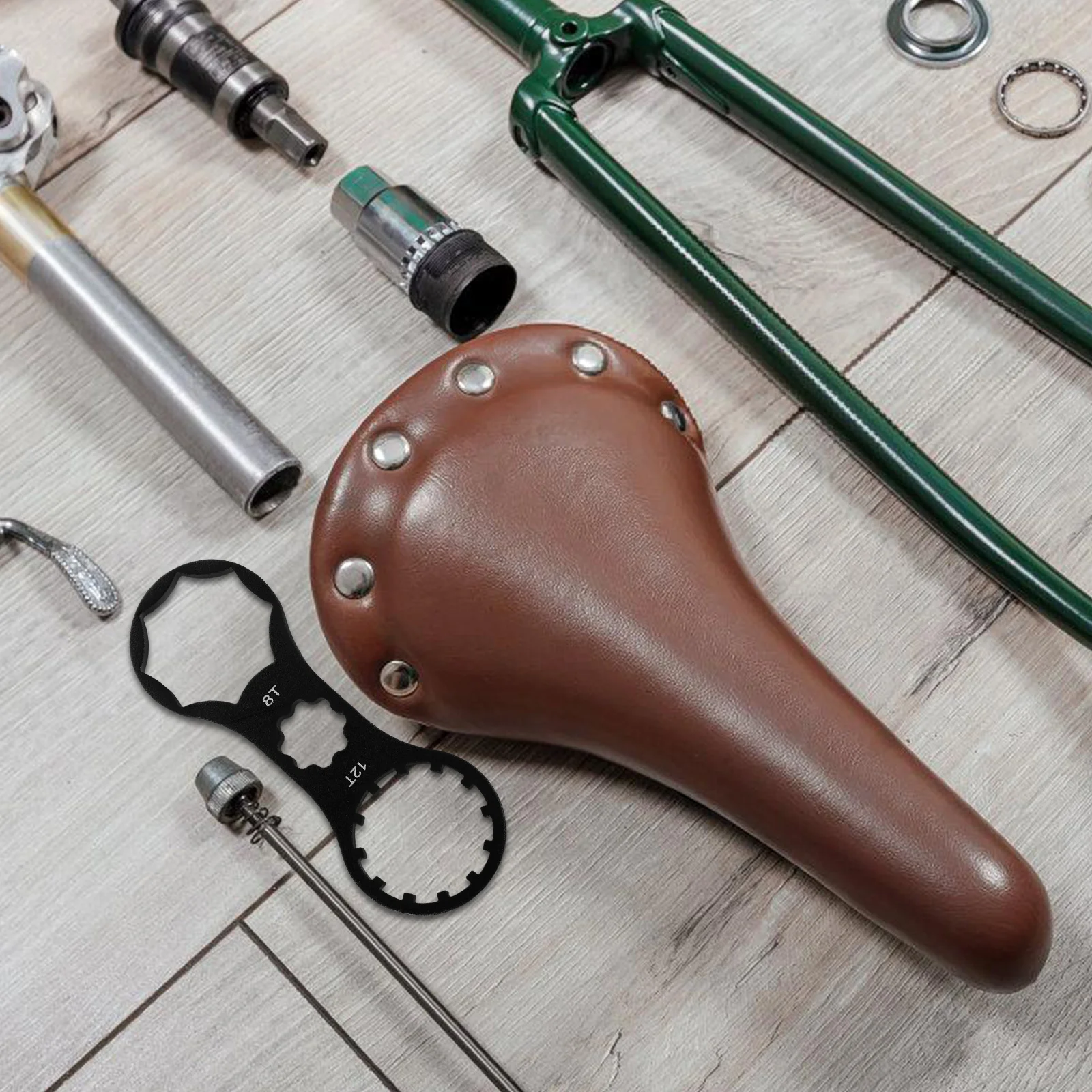 

2 Pcs Bicycle Repair Tools Fork Wrench Cap Removal Alloy Front Bike Cycling Mountain Covers Installation Portable