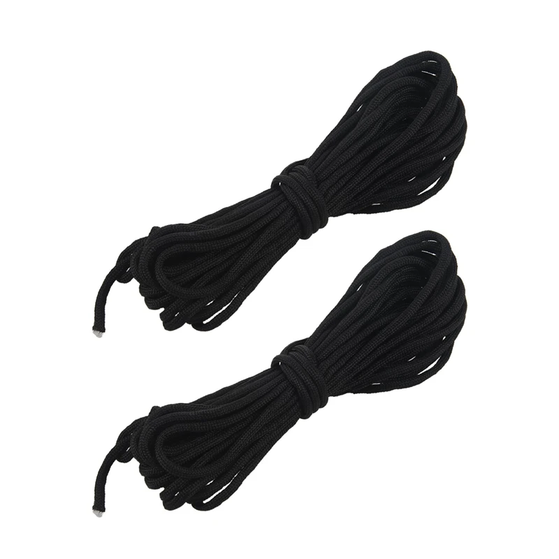 2X Paracord 550 Parachute Rope 7 Core Strand For Climbing Camping Buckle Rope Black 25FT