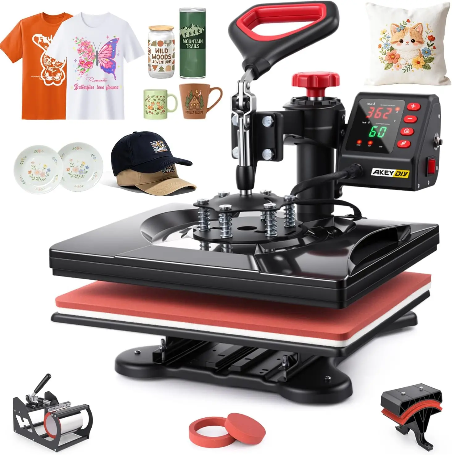 12x15 Inch Digital Sublimation Heat Press, 5-in-1 Combo Heat Press Machine