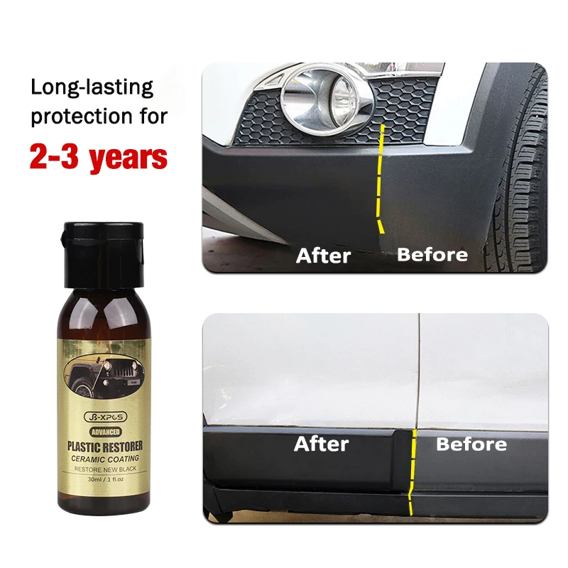 Car Plastic Restorer Ceramic Coating 2-3 Years Long-Lasting Protect Repair Whitening Black Shine Plastic Trim & Rubber Care