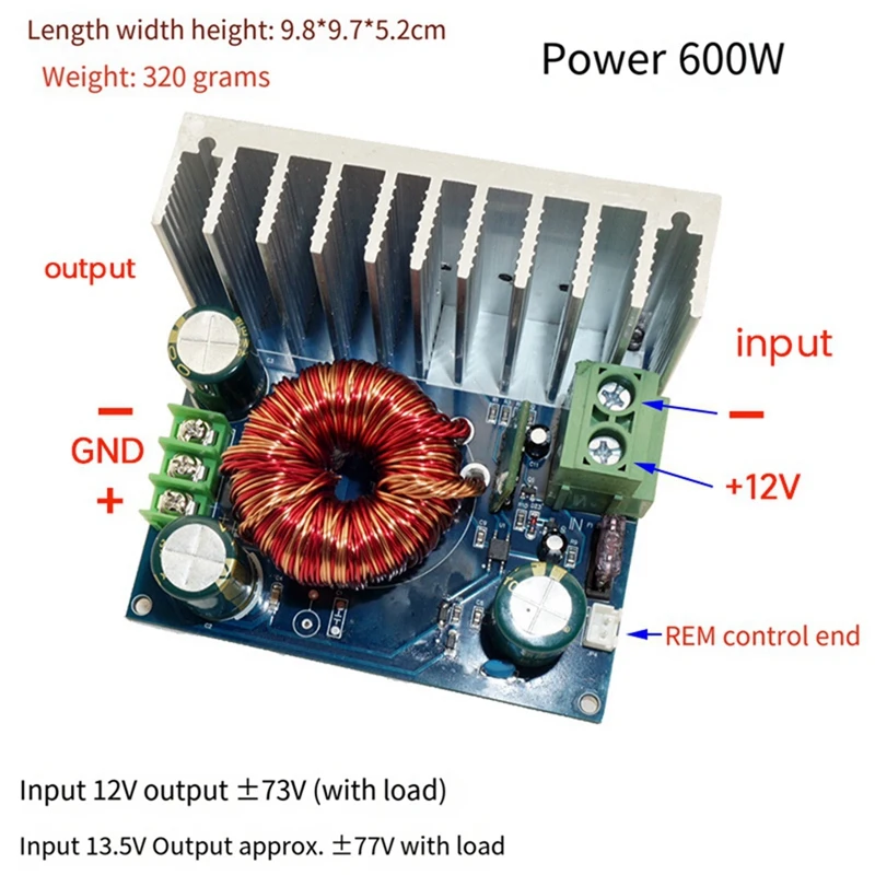 400W  Amplifiers Board High-Power Amplifiers Board Boost Power Supply Board DC 12V To Positive And Negative 73V 1 Piece