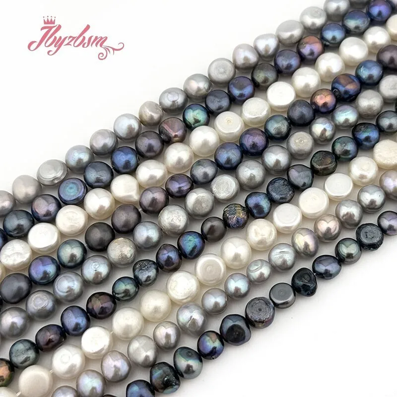 Natural Freshwater Pearl Freeform White Black Gray Stone Beads DIY Strand 15" For Jewelry Making Necklace Bracelet Free shipping