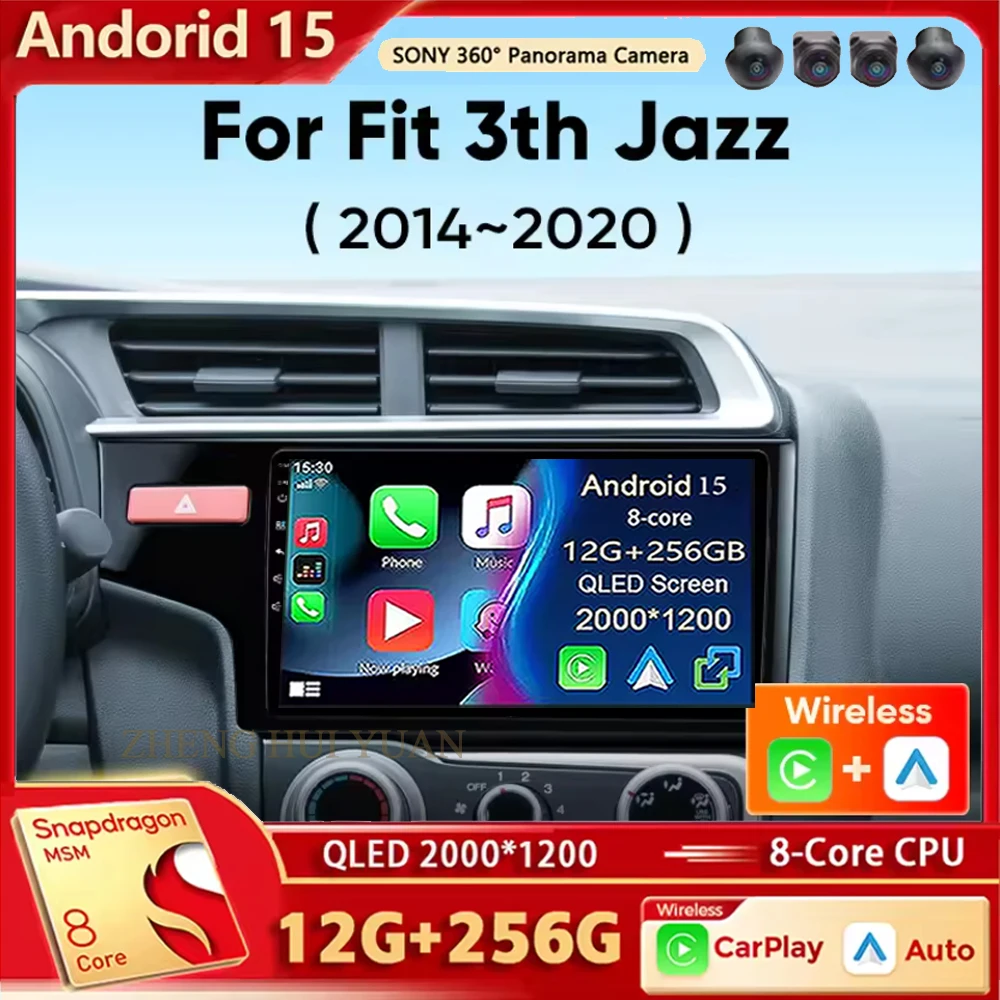 

Автомобильное радио Android 15 для Honda Fit 3 Jazz 2014 2015 2016 2017 2018 2019 2020 Беспроводной мультимедийный плеер Carplay Android Auto 2 D