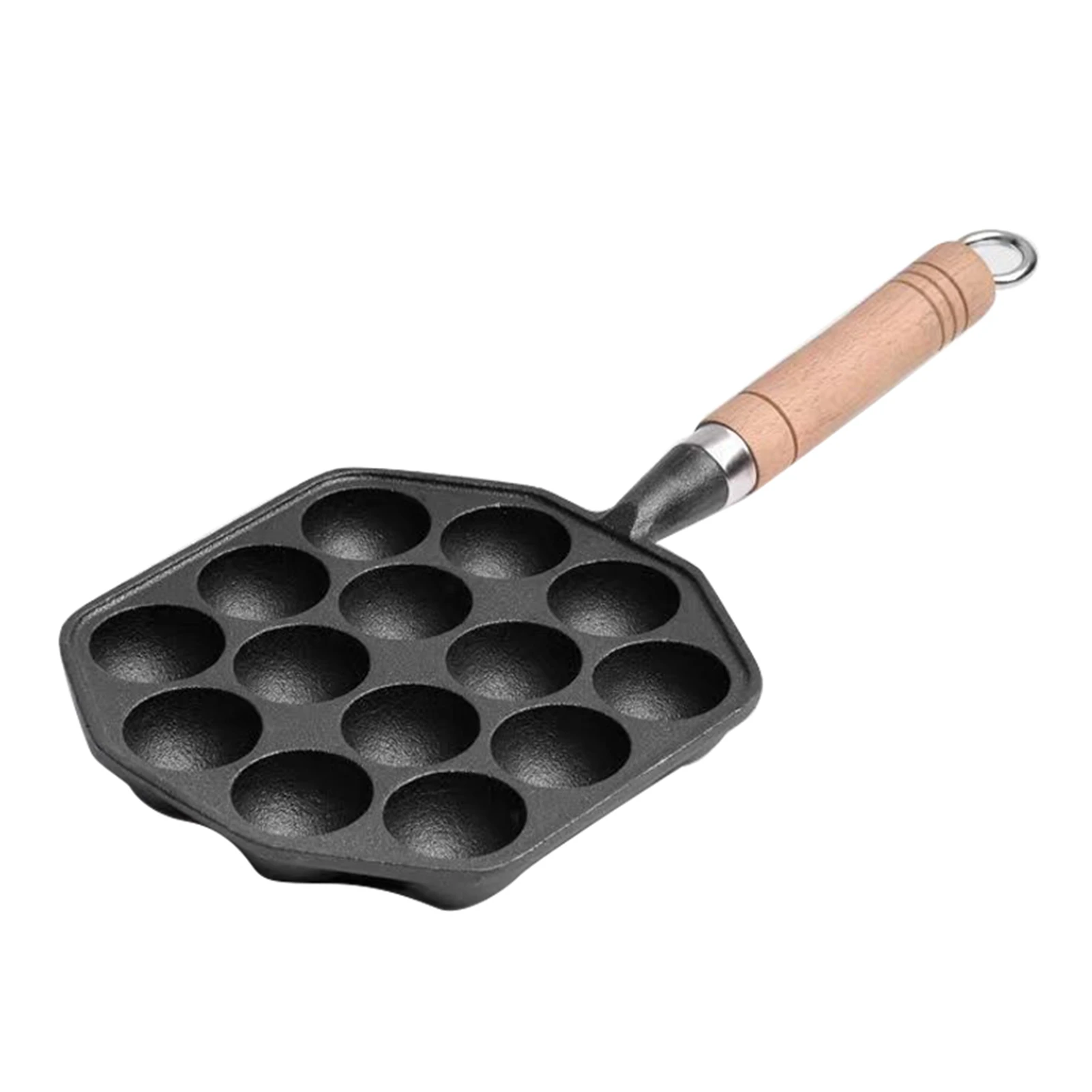 Takoyaki Grillpan Gemakkelijk schoon te maken Gietijzeren Octopus Vleesbal Mold Maker Afneembare handgreep Anti-aanbak 14 gaten voor thuis