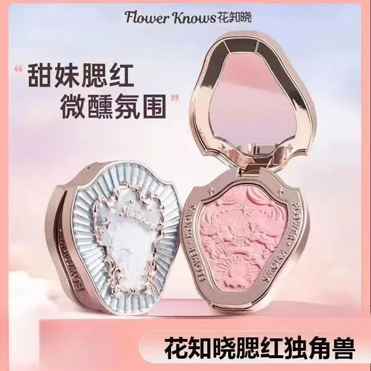 플라워노 유니콘 스트로베리 로코코 엠보싱 블러쉬 & 컨투어링 팔레트, 하이라이터 & 멀티 유즈 크림 블러쉬