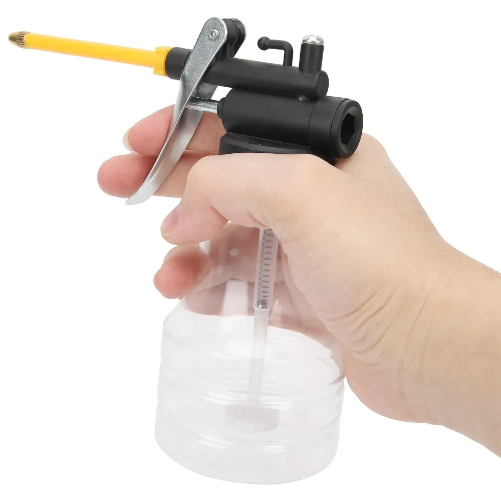 Manual 250ml Capacity High Pressure Oiler Straight Spout Short Tube Pistol Pump Oiler Lubrication Oil Bottle Home Use