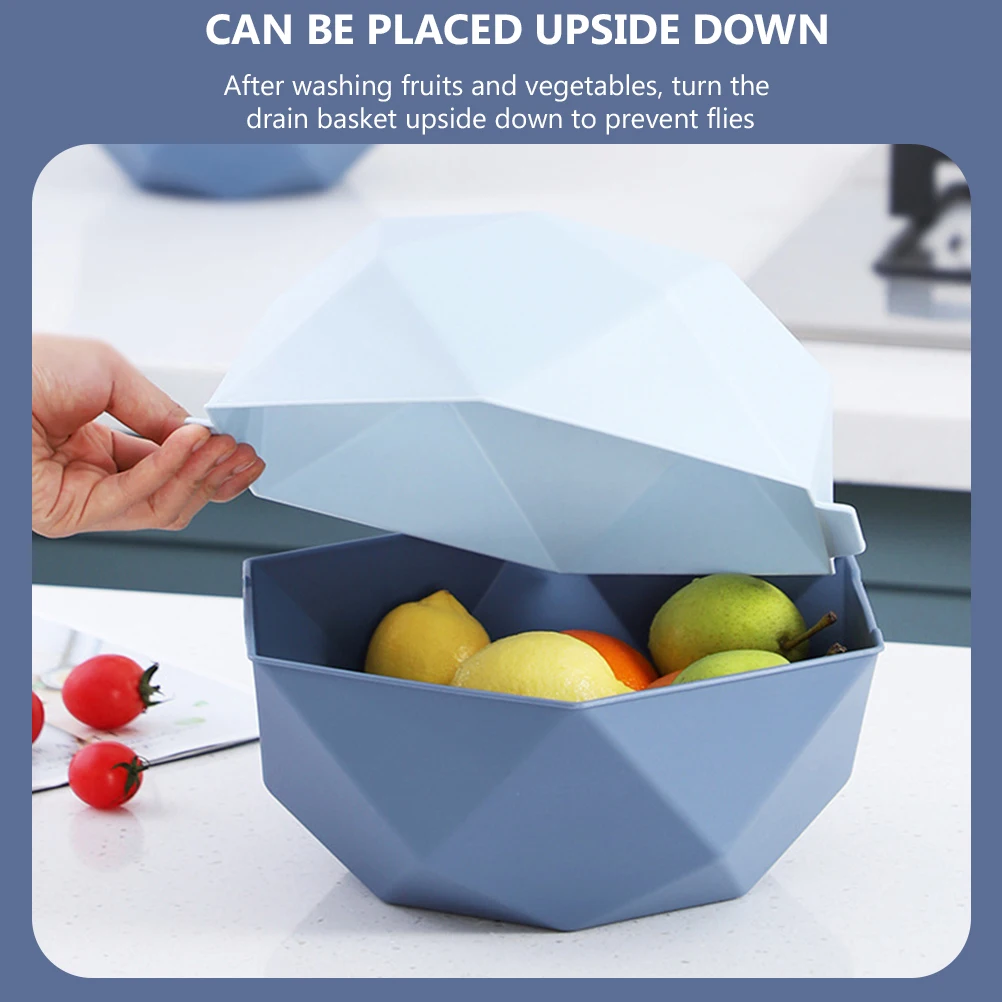 

Hexagonal Double-Layer Drain Basket Detachable Vegetable Fruit Washing Kitchen Storage Tool Rust-Resistant