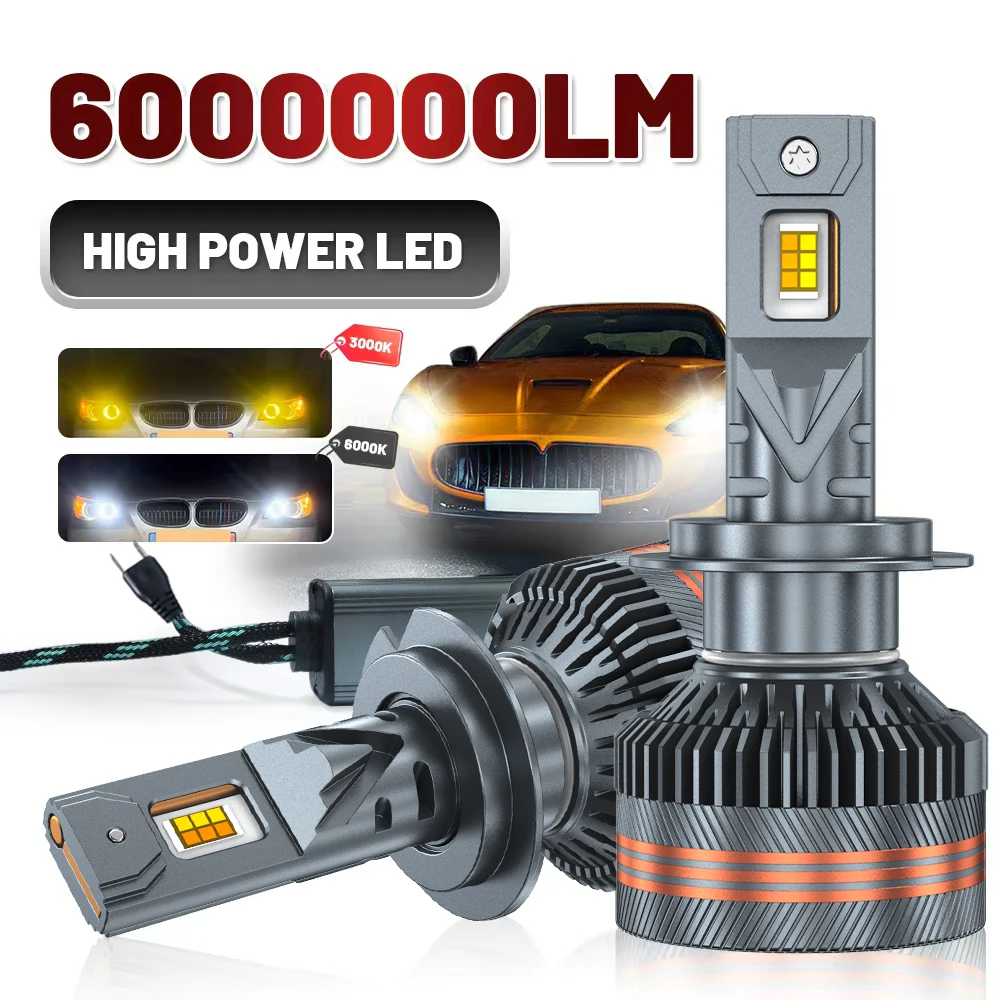 

H7 LED Car headlight bulb 12V 6000K 3000K H1 H3 H4 H11 9005 9006 CANbus No Error 6000000LM ​Auto Lamp White High Low Beam Lights