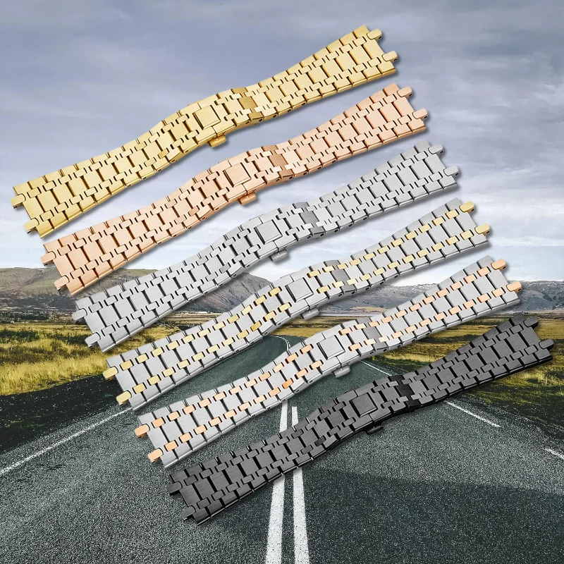 

Watchband 21 26mm Men Women Full Stainless Steel Bracelet For AP ROYAL OAK 15400 26331 15500 Watch Strap Folding Buckle