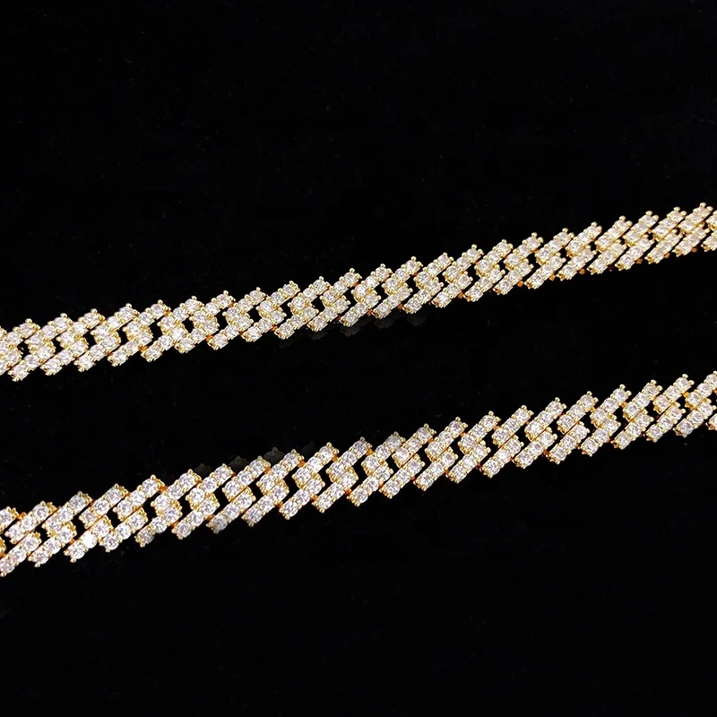 Iced Out Micro Pave Lab Diamonds Hip Hop Cuban Link Chain Necklace Moissanite Jewelry，