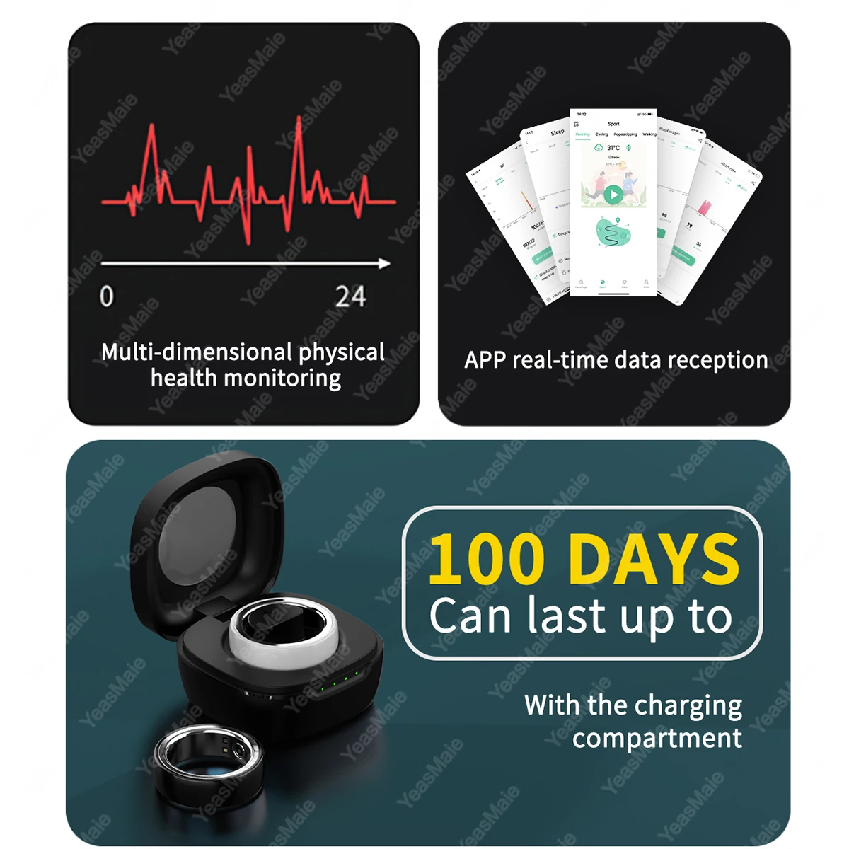 New Ceramic SmartRing Blood Oxyge Monitoring calorie sport Health Tracker monitoraggio del sonno anello intelligente della frequenza cardiaca per