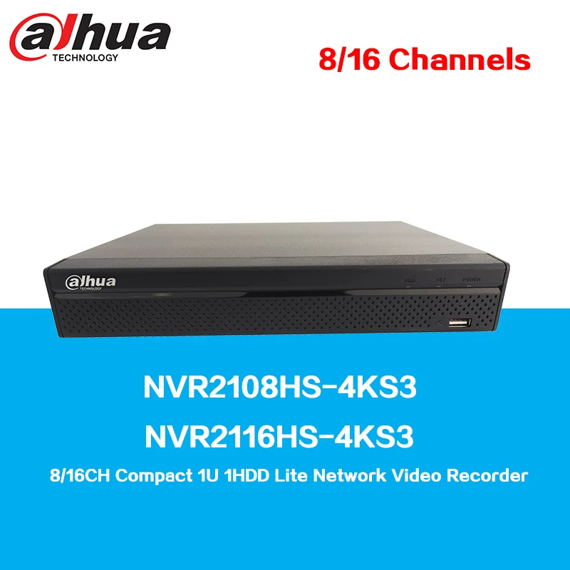 Dahua NVR2108HS-4KS3 NVR2116HS-4KS3 8/16CH Compact 1U 1HDD Lite сетевой видеорегистратор