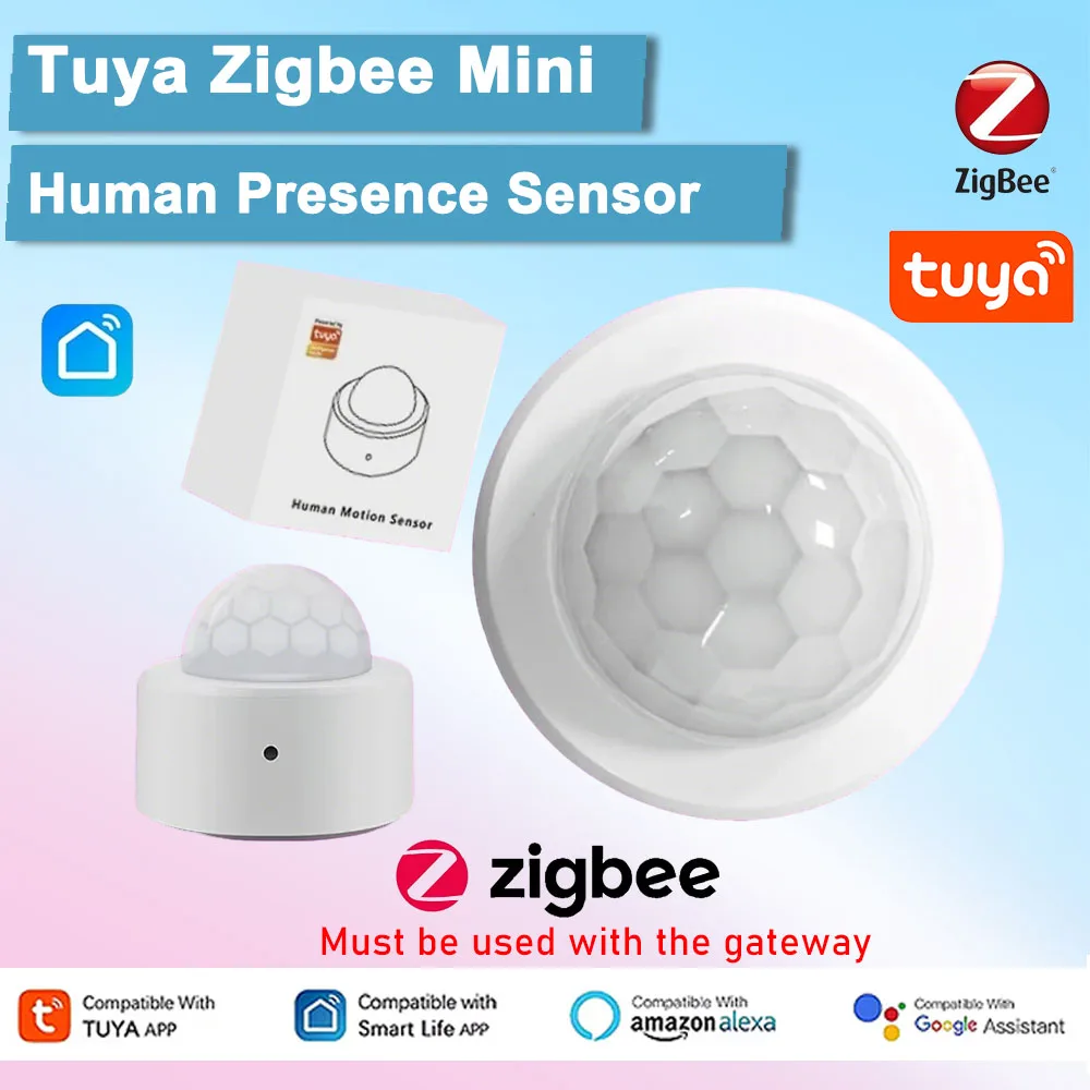 Мини-PIR-датчик движения Tuya Zigbee, беспроводной инфракрасный детектор человека-управление через приложение Tuya/Smart Life, работает с Alexa