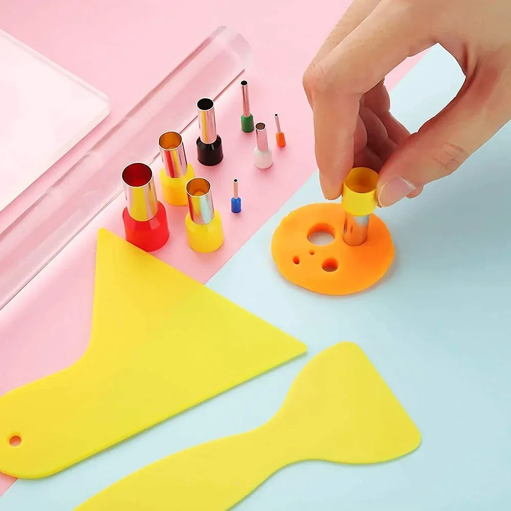 8/40 pezzi set di taglierine per argilla polimerica in acciaio inossidabile strumento di punzonatura per stampi a forma rotonda per la creazione di progetti fai da te